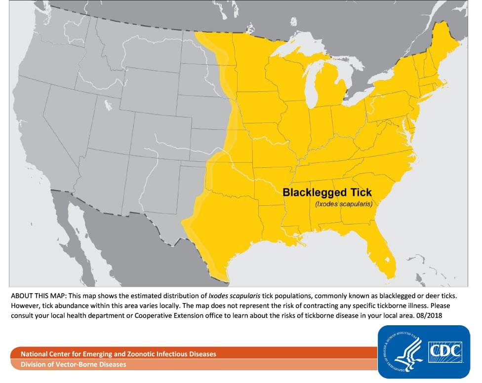 Lyme tick map