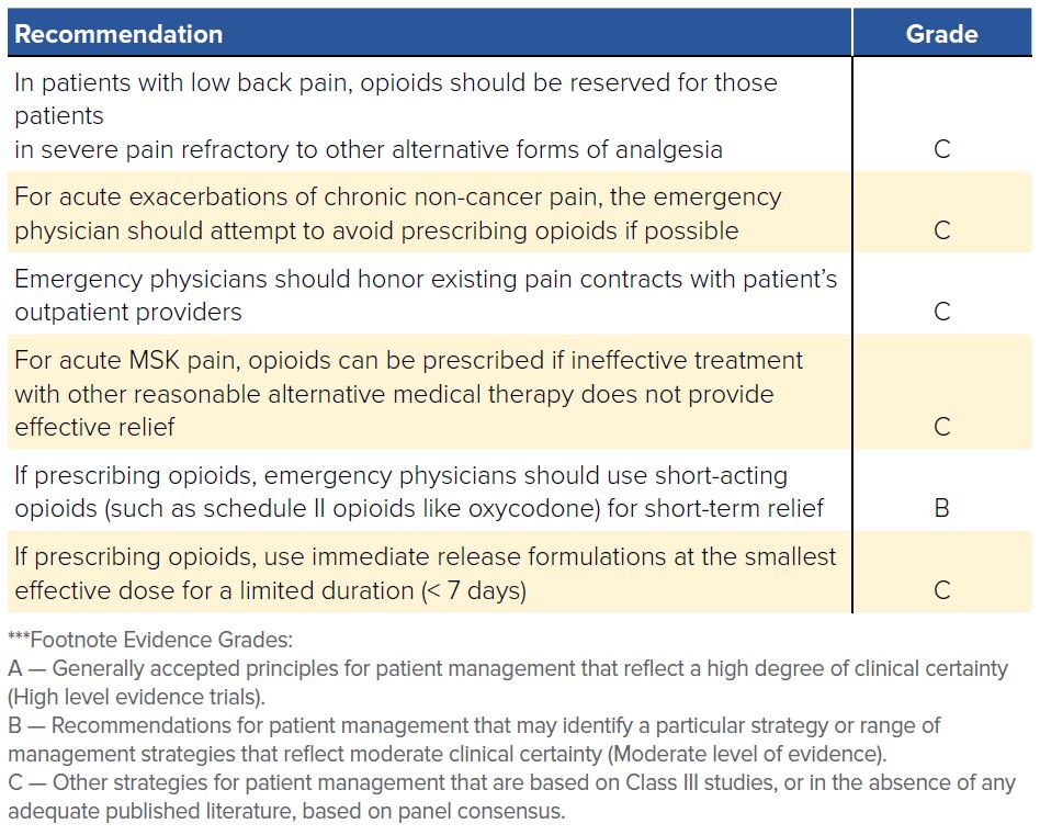 Recommendations for Prescribing Opioids