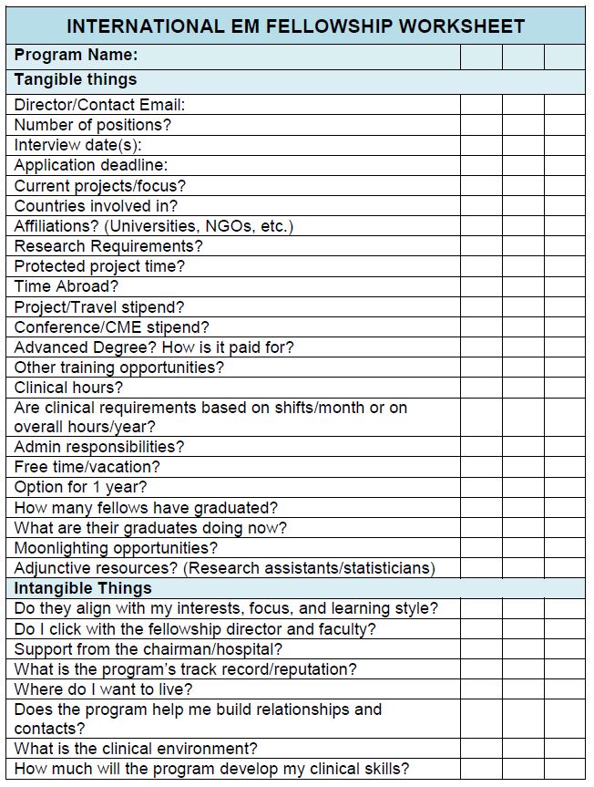 IEM Fellowship Worksheet