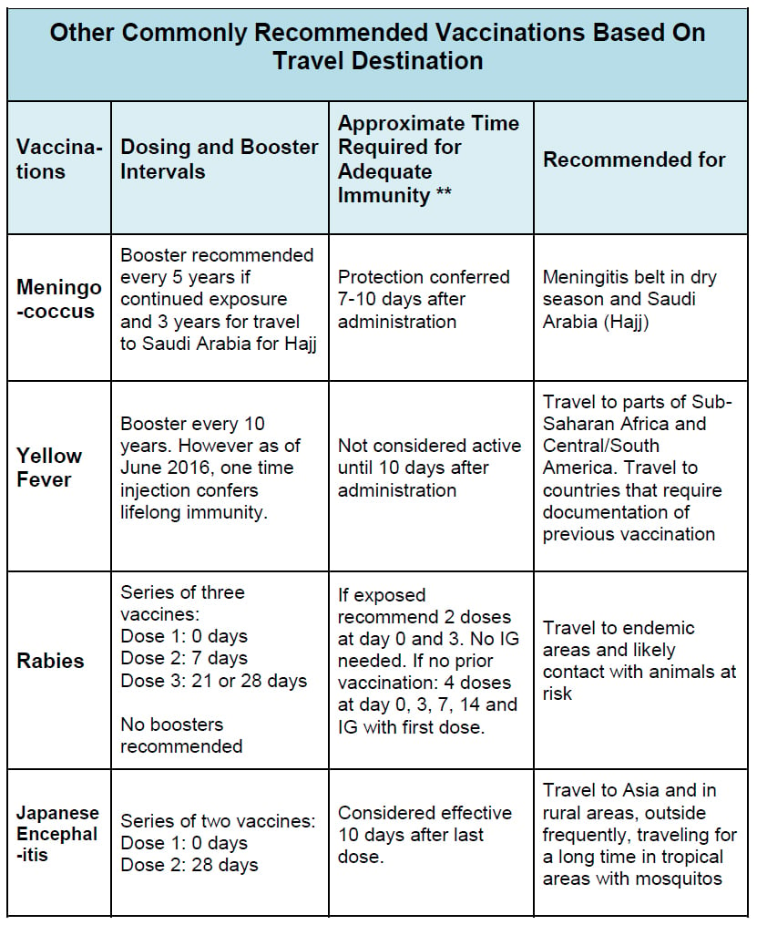 Other Common Recommended Vaccines