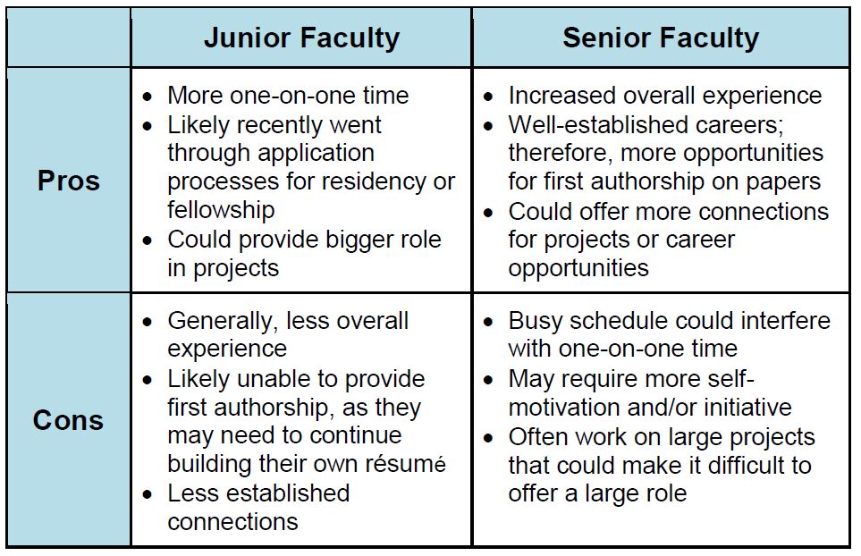 Junior Faculty Senior Faculty